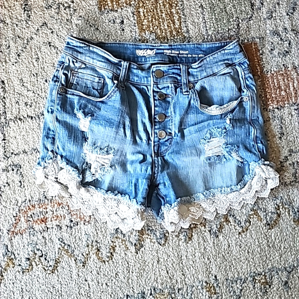 Denim Shorts, High Rise, Blue Jeans